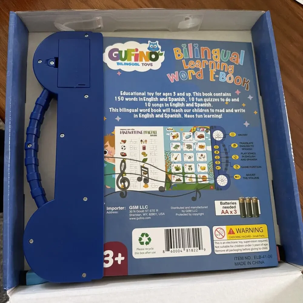 GUFINO Bilingual Toys Bilingual Word English/Spanish Book Tested Works
